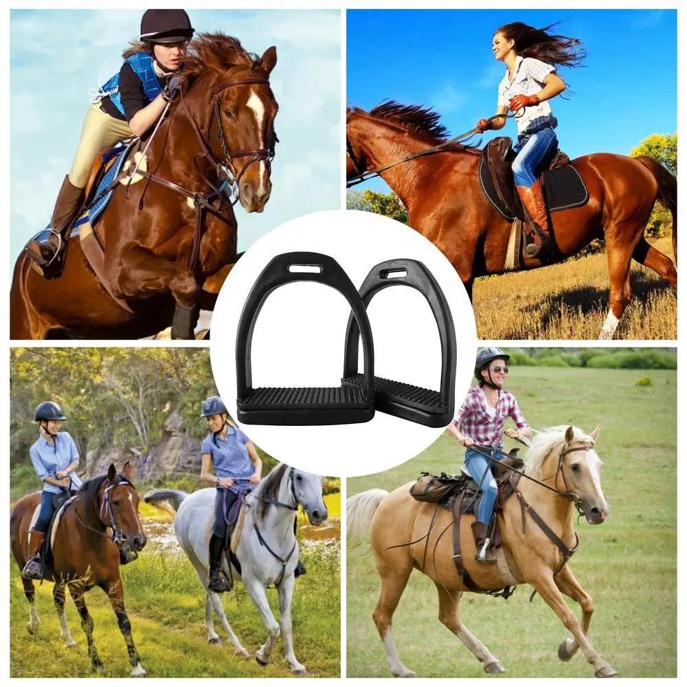 Horse Riding Stirrups Wide Flexible Riding Protection Saddle Flex Stirrups With Pads Heavy Duty Flex Stirrups Relief Knee Ankle