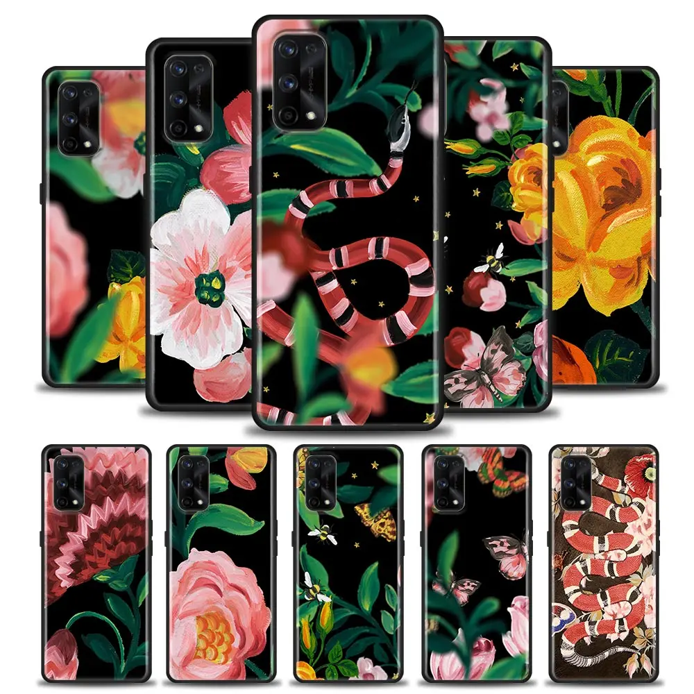 Marca Snake Flora Butterfly Pattern Per Cover Realme Gt Master Neo 2 3 Gt2 Pro Gt 5G Case Realme C35 C21Y C25 C33 C11 Soft Funda