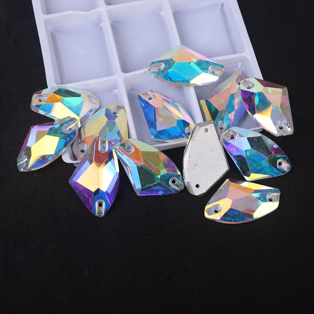 VC K9 hochwertige AB-Strass-Axt-Fase zum Aufnähen, flache Rückseite, Glaskristalle für Kleidung, Hochzeitskleider, alles für Dekoration, DIY – Detail 1