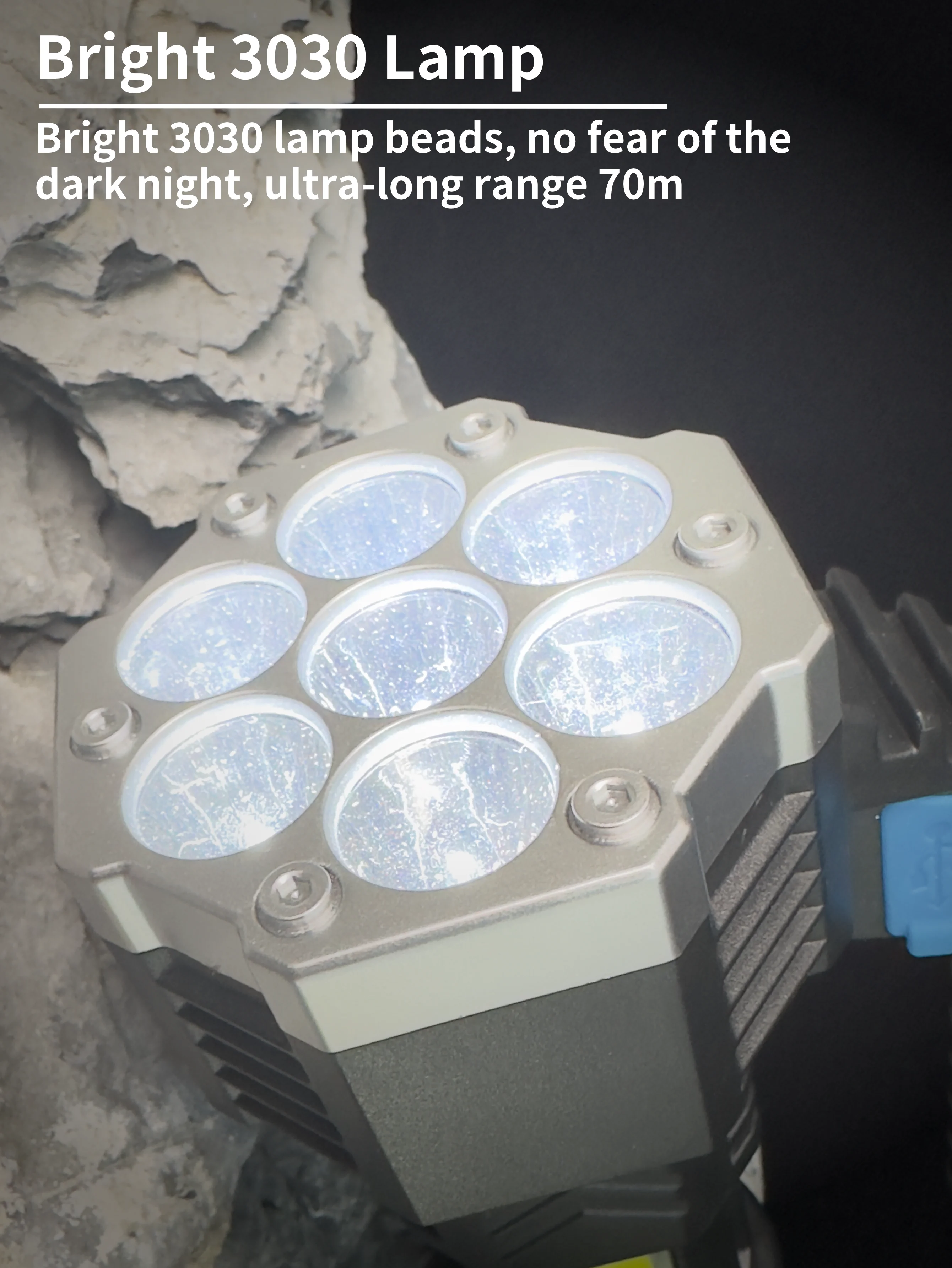 WARSUN DC828 Flashlight Dual Light Source Portable Searchlight USB Rechargeable 7 LED Beads 400LM Brightness For Outdoor