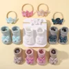 Newborn Baby Headband For Girls Elastic Knit Children Turban Baby Bows Soft Nylon Kids Headwear Hair Accessories with Baby Socks 1