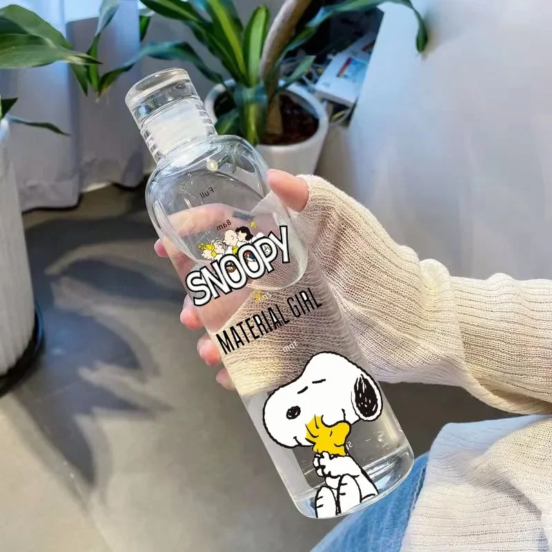 500ML New Snoopy Water Bottle Anime Sports Water Cup Large Capacity Portable Plastic Cups Kids School Water Cup Motivational Cup 5