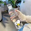 500ML New Snoopy Water Bottle Anime Sports Water Cup Large Capacity Portable Plastic Cups Kids School Water Cup Motivational Cup 5