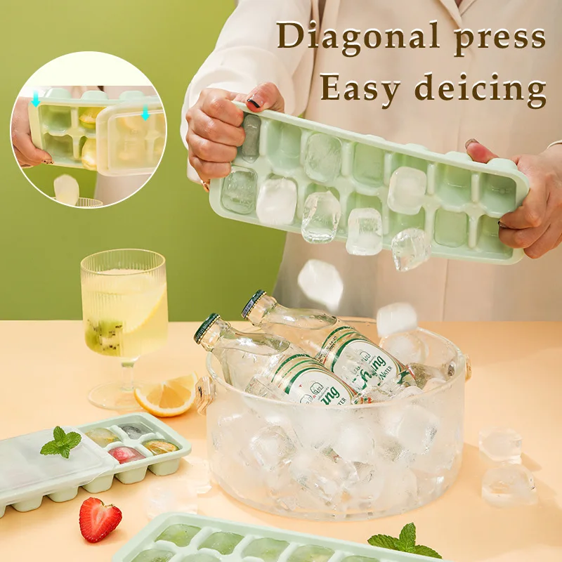 

14 Hole Ice Boll Hockey PP Mold Frozen Whiskey Coffee Ice Ball Summmer Popsicle Fridge Ice Cube Making Tray Kitchen Accessorie