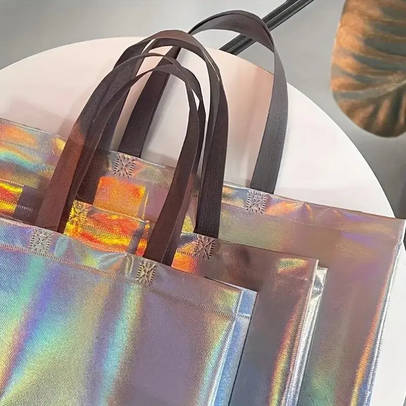 10/30PCS Laser Non-woven Gift Bags Reusable Shopping Bags Storage Suitable for Gift Parties shopping Birthdays gift bags