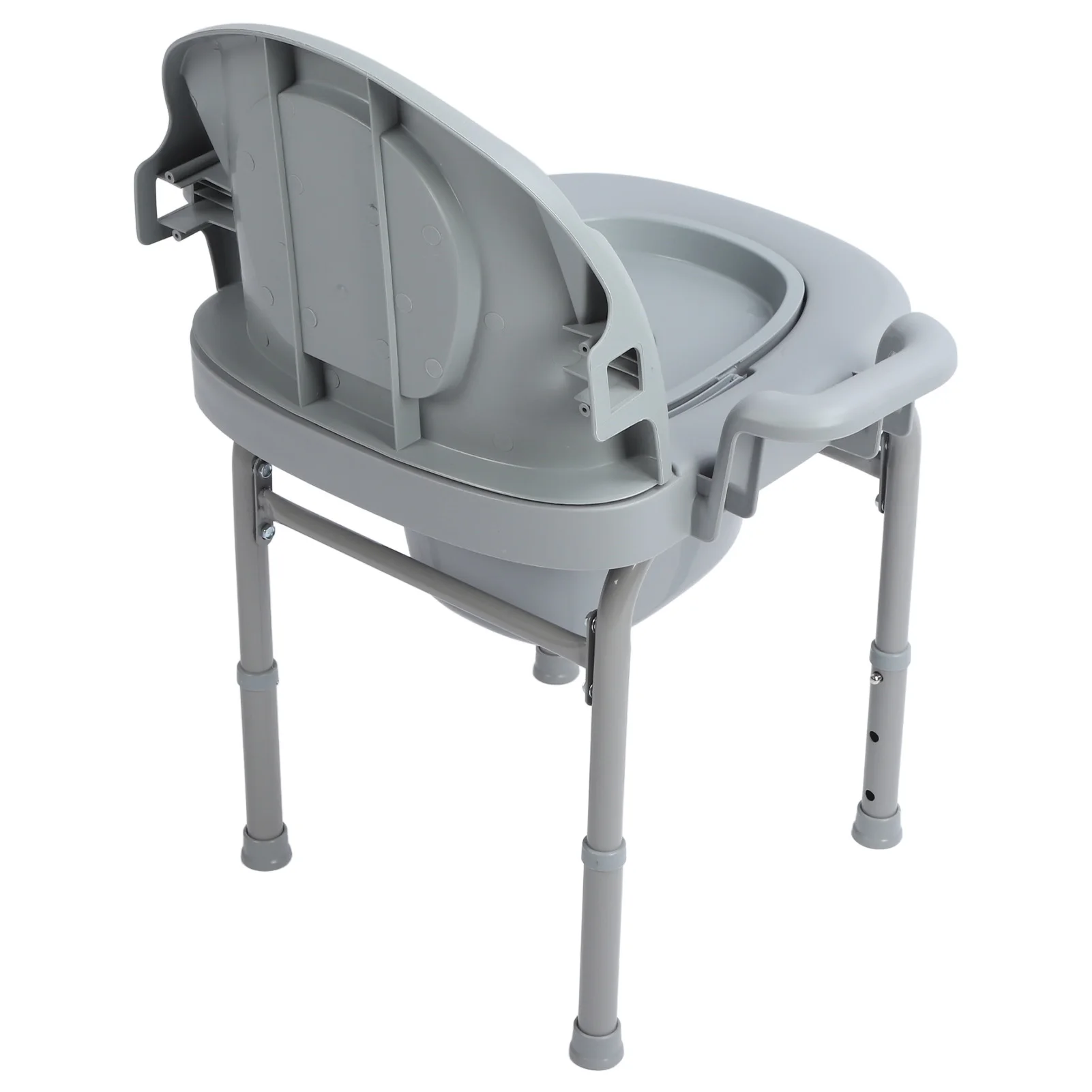 Commode Chair for Toilet Armrests 3 Levels Height Adjustable Sealed Lid Heavy Duty Bedside Commode for Adults for Squat Toilet 3