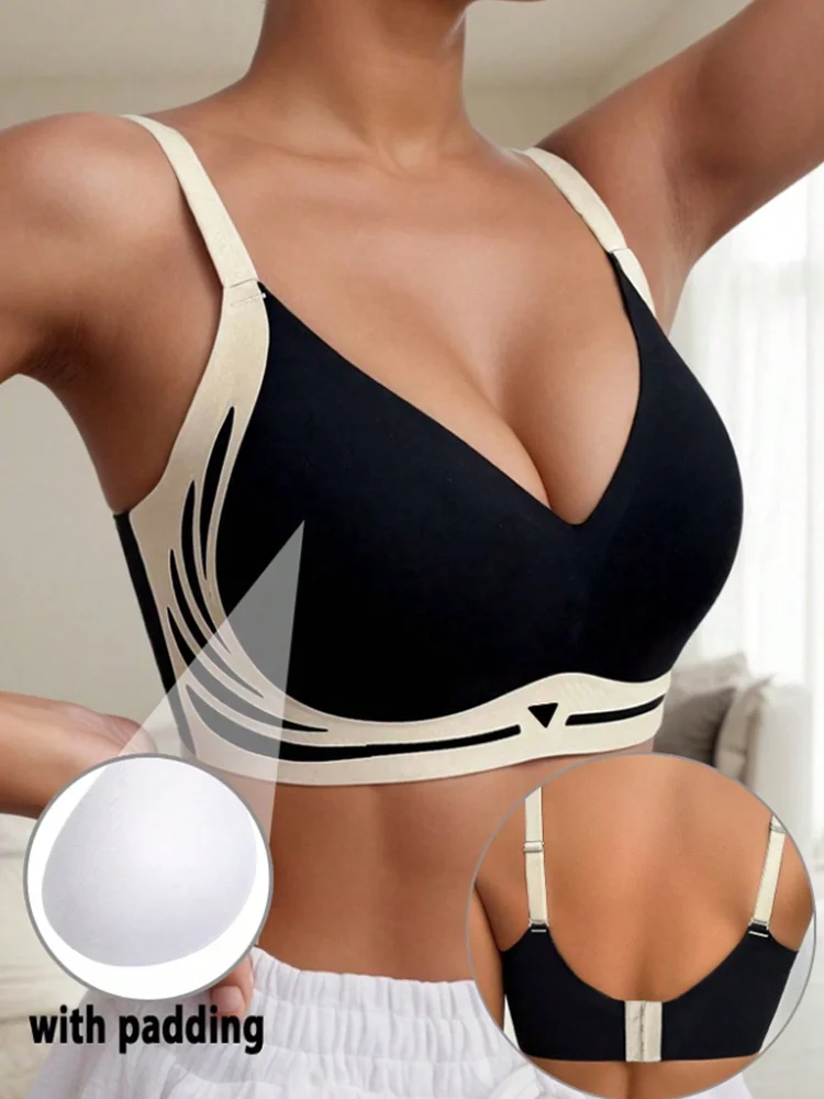 Women's Push-up Gather Wireless Bra Women Gathered Up Soft Support Adjustable Underwear Anti-sagging Seamless Lift-up Bra M-2XL 3