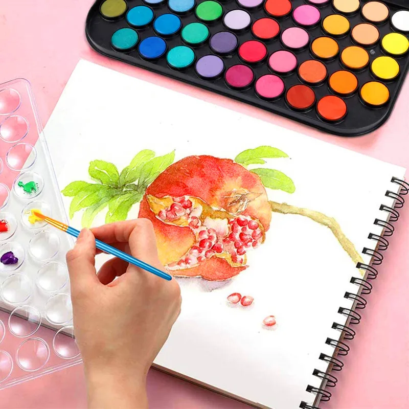 48/16 colori Pittura ad acquerello per principianti Set da disegno ad acquerello con tavolozza e pennello Forniture artistiche per artista 4