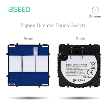 BSEED Zigbee Switches 1/2/3Gang 1/2/3Way Touch สมาร์ทสวิทช์ไฟฟังก์ชั่น Part สมาร์ท Tuya Alexa ควบคุมไม่มีแก้ว Neutral 8