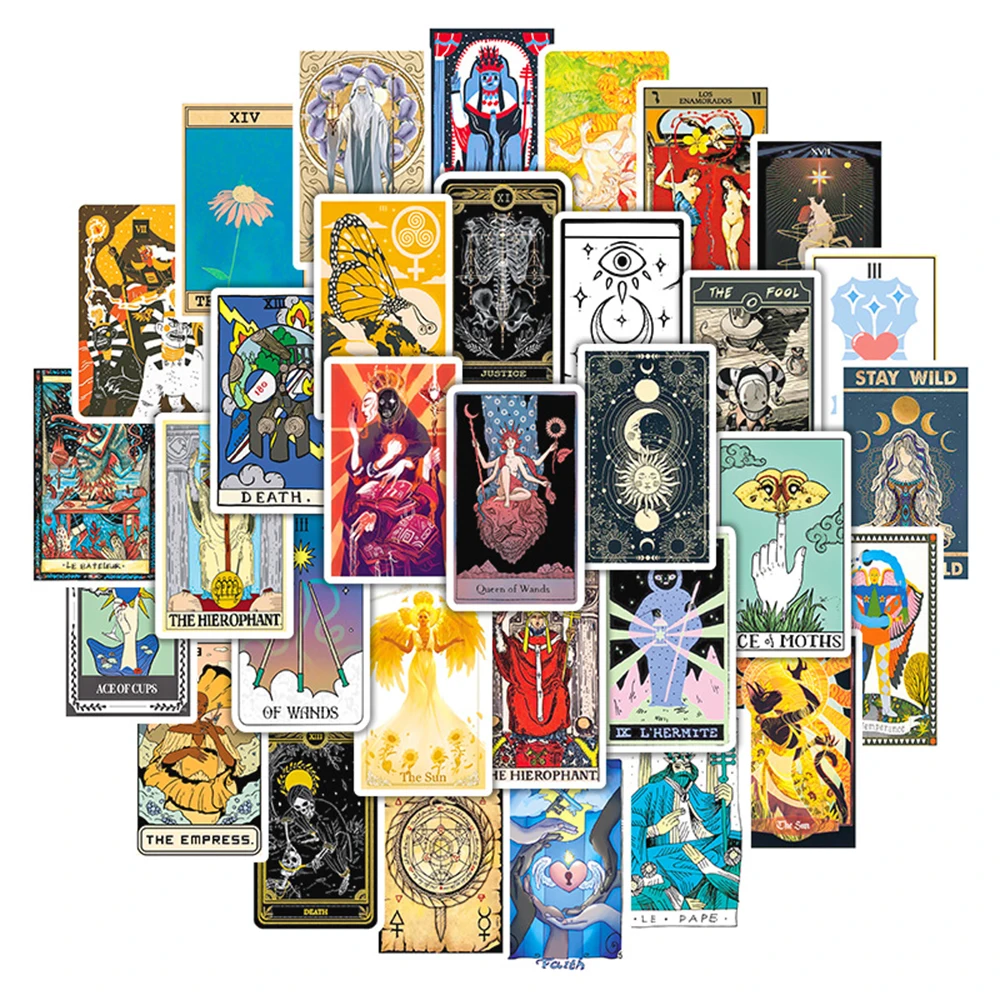 10/30/50pcs Cartoon Tarot Card Anime Stickers Aesthetic Decal Laptop Skateboard Motorcycle Phone Car Waterproof Sticker Kid Toy