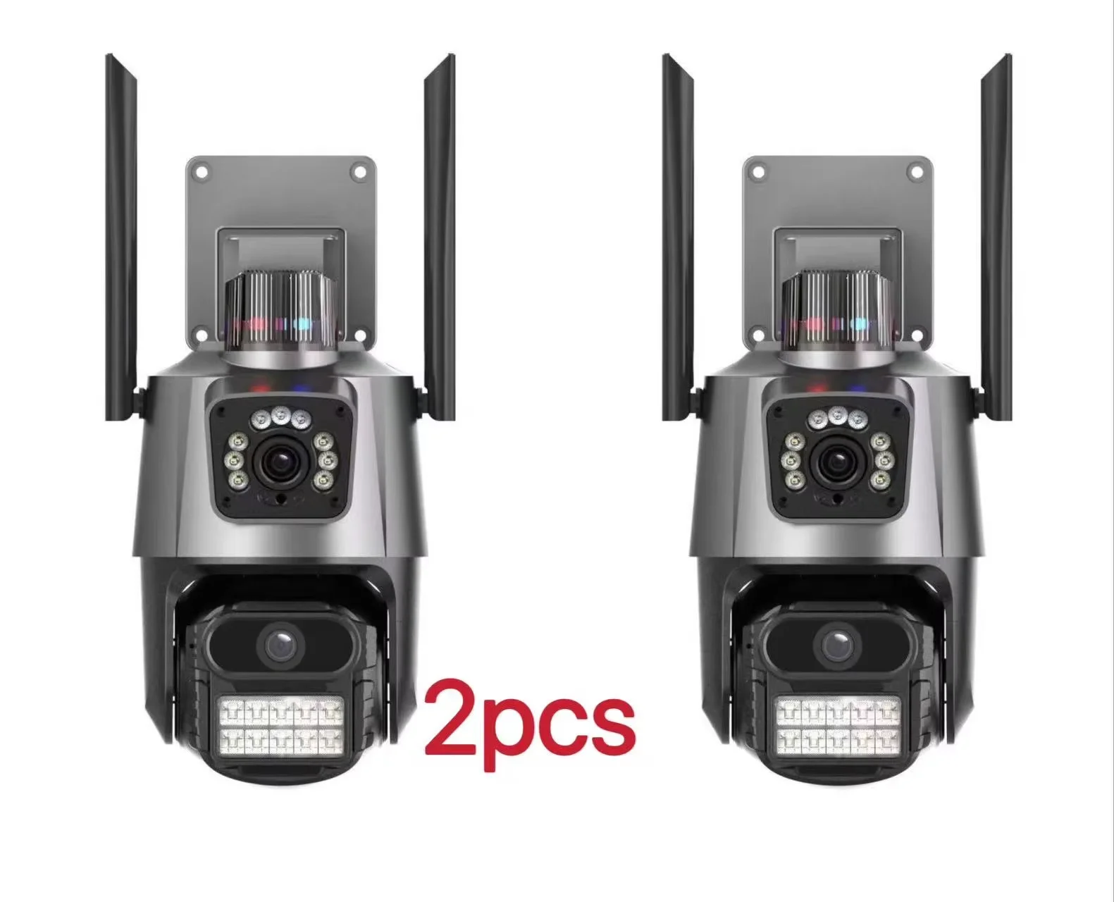 2PCS 4K 8MP Outdoor Wifi PTZ Camera HD Dual-Lens Dual Screen Camera AI Auto Tracking Video Surveillance Police Light Alarm iCSee