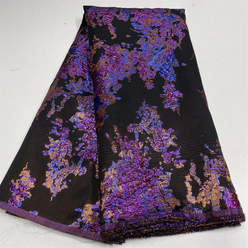 African Jacquard Organza Brocade Fabric Nigerian Damask Tulle Mesh Gilding Lace French Net Material Brocard Tissu 5Yard