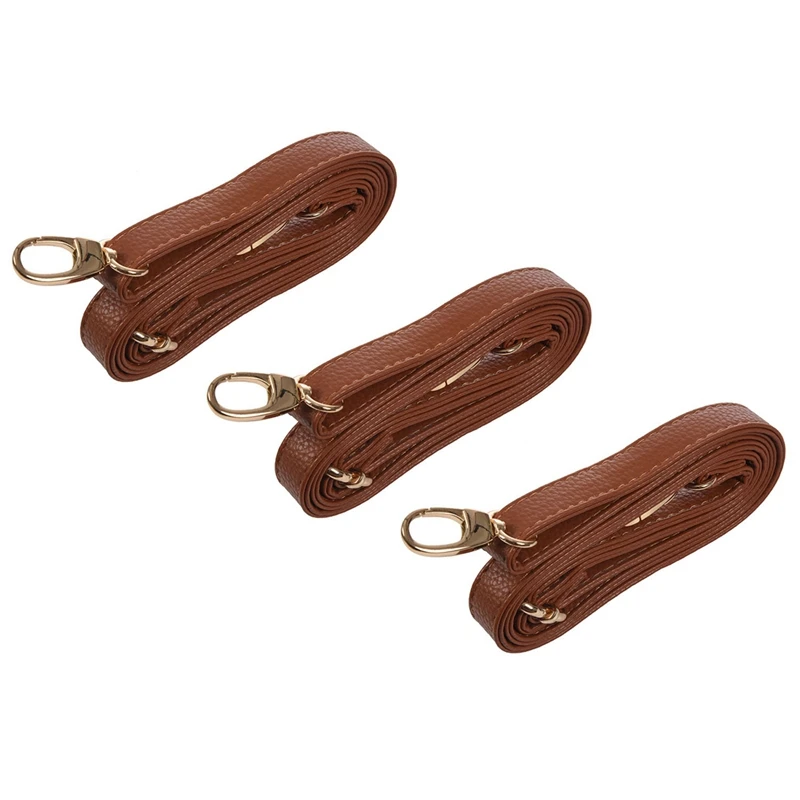 

3X DIY Replacement Leather Bag Shoulder Strap Handle Cross Body Adjustable 140 X 2Cm, Brown