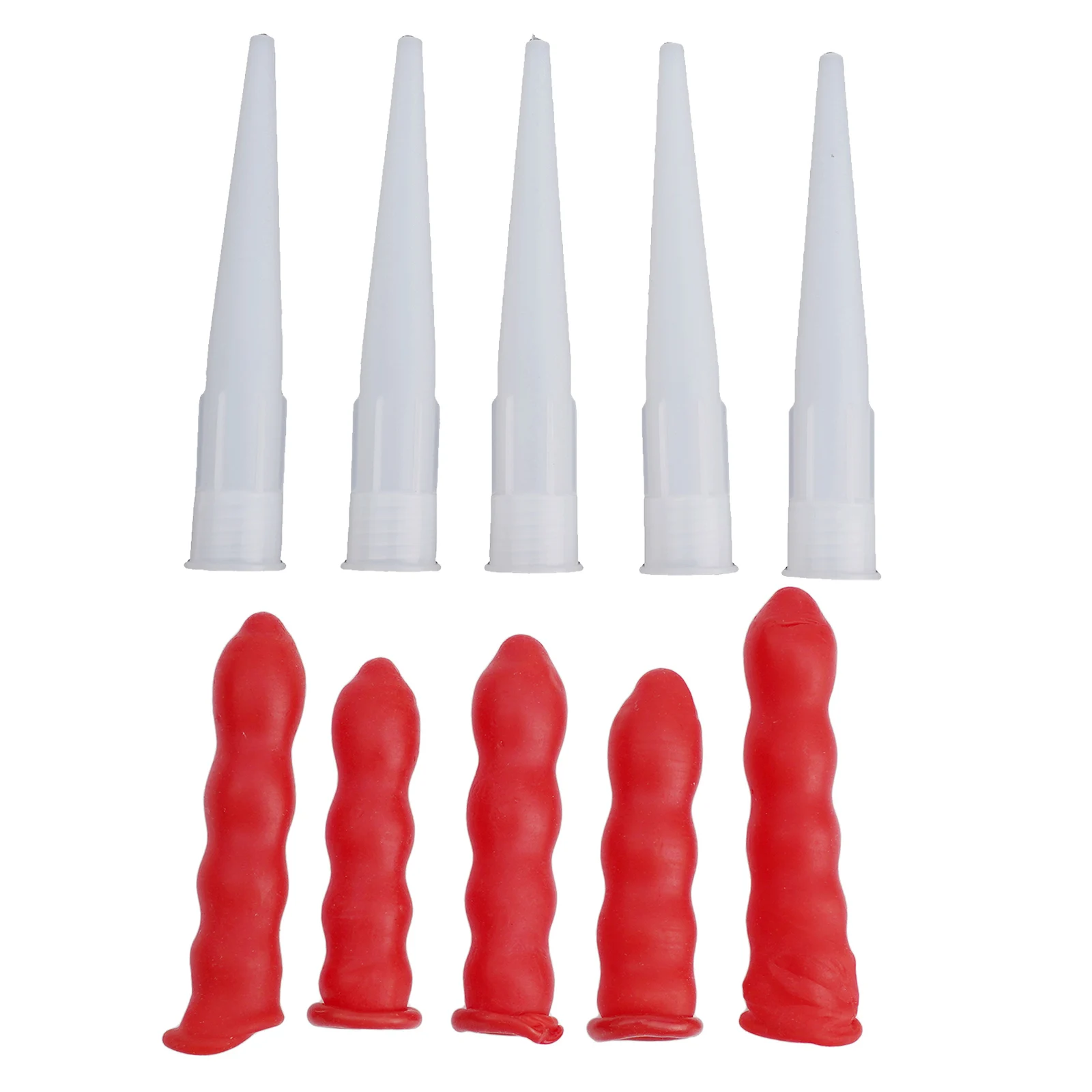 5 Sets Caulking Nozzles Cap Red Caulk Saving Caulk Glue Tip Sealing Cap For Sealing And Preserving Leak-proof Sleeve Tool