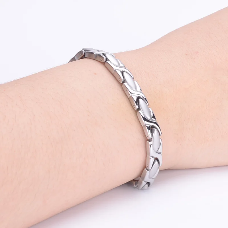 Men Women Cross Magnetic Bracelets Titanium Steel Bracelet with Magnets Adjustable Length Magnetic Field Therapy Drop Shipping