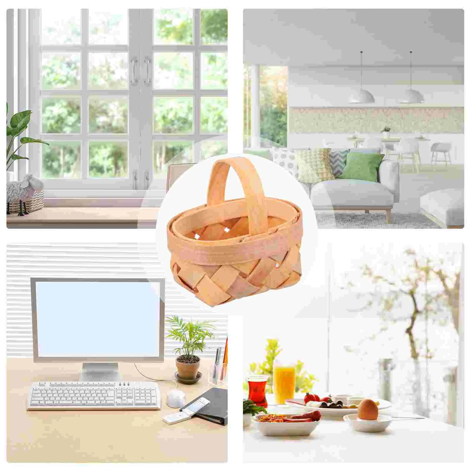 12Pcs Mini Wood Chip Basket Hand Woven Baskets Storage Bins Decorative Containers Home naments ganization Solutions 6