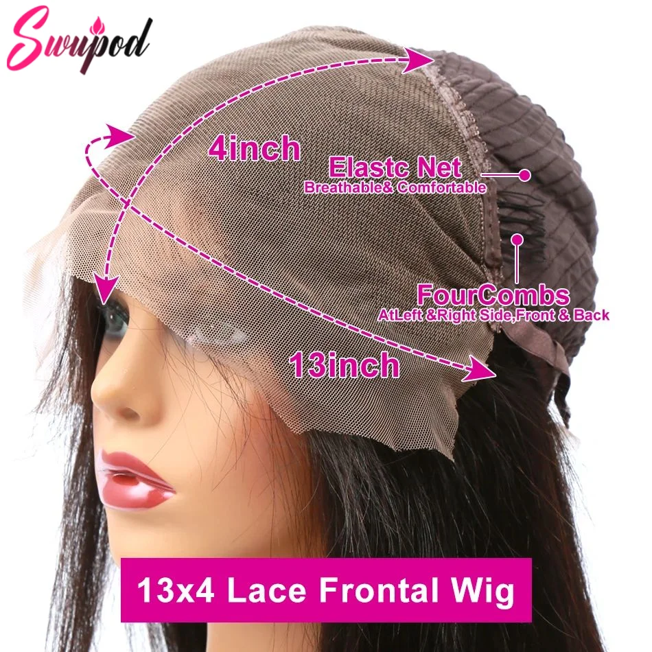 360 Full Lace 250% 13x6 HD Parrucca frontale in pizzo 13x4 Frant Onda del corpo setosa Ricci Capelli umani Remy Nero scuro Glueless Pre pizzicati - immagine 3