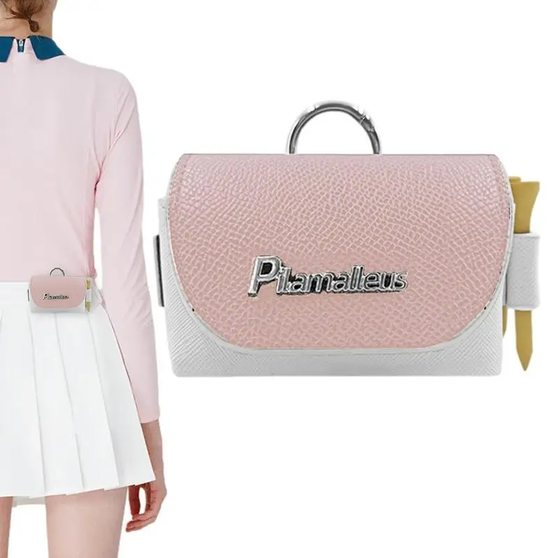 

Golf Ball Pocket Color-Blocked Golf Ball Bag Pouch With Magnetic Tees Bag Pouch Golf Ball Bag Pouch Tees Holder Leather Golf Bag