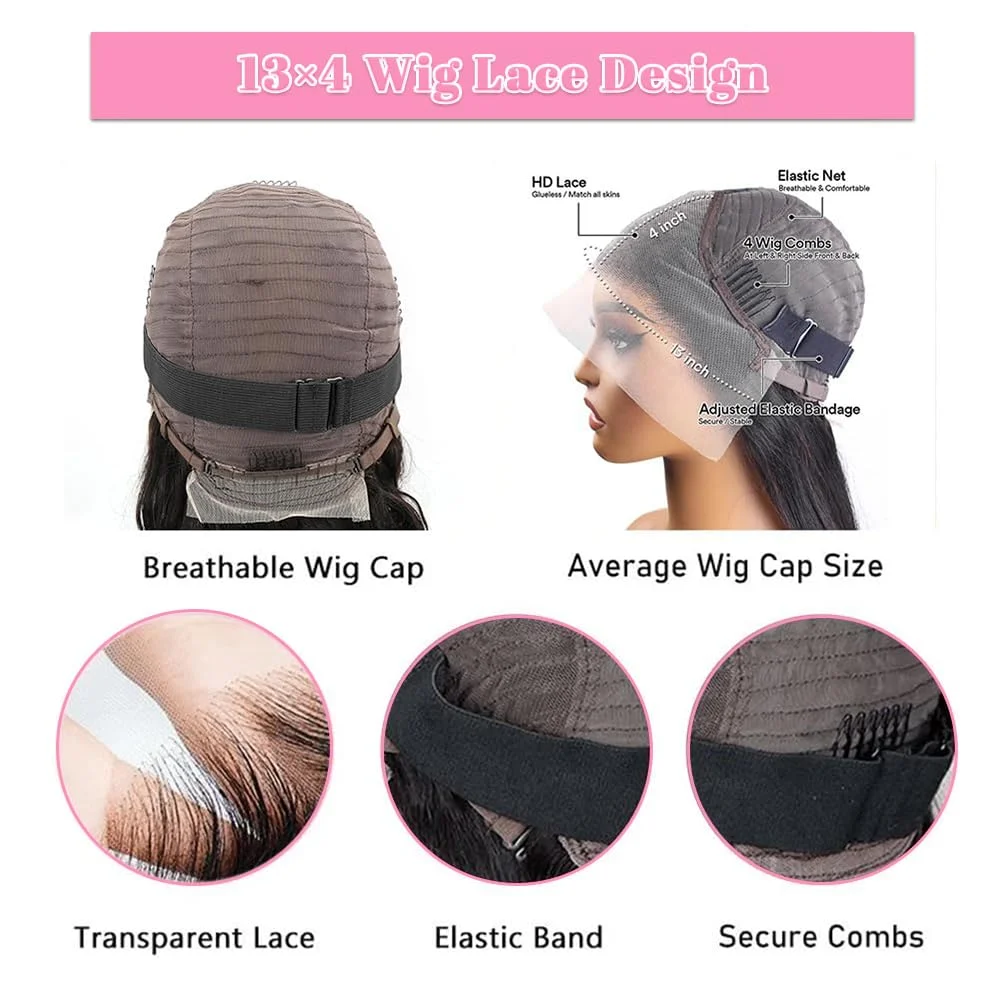 Non Adhesive Wig with Twisted Human Hair Straight Through Non Adhesive Wig HD Lace Pre Cut Human Hair