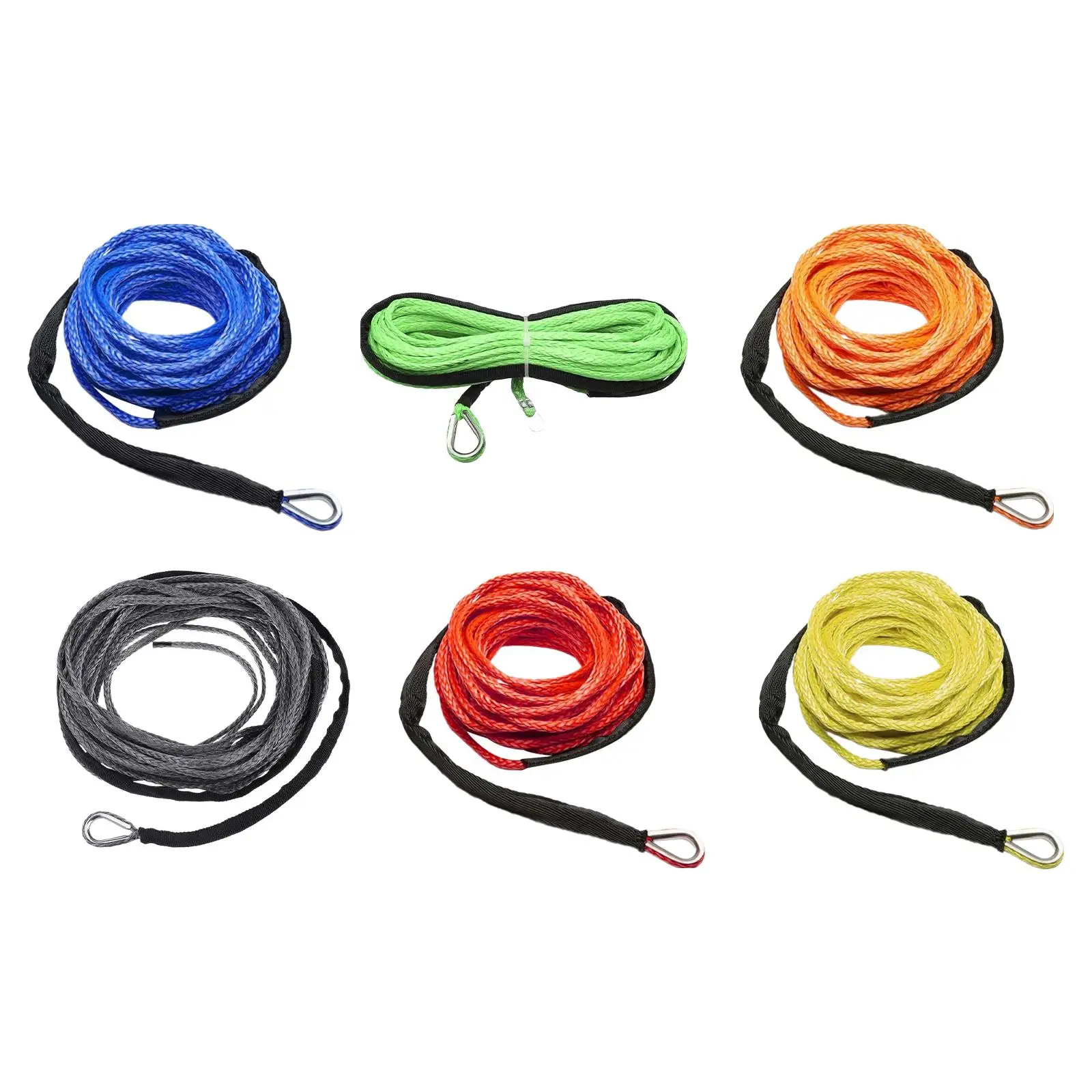 Synthetic Winch Rope Tow Rope 15M Heavy Duty Tow Strap 7700lbs Towing Rope Trailer Rope for Boat Car SUV UTV Accessories