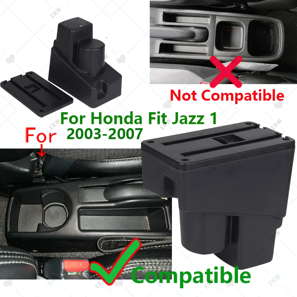 혼다 재즈 팔걸이 혼다 피트 재즈 1 2003-2007 차량용 팔걸이 박스 개조 액세서리 차량 수납 박스 간편 설치