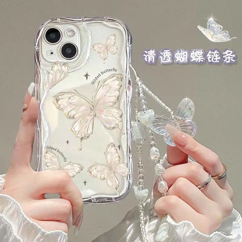 Korean Cute Butterfly Bracelet Chain Phone Case