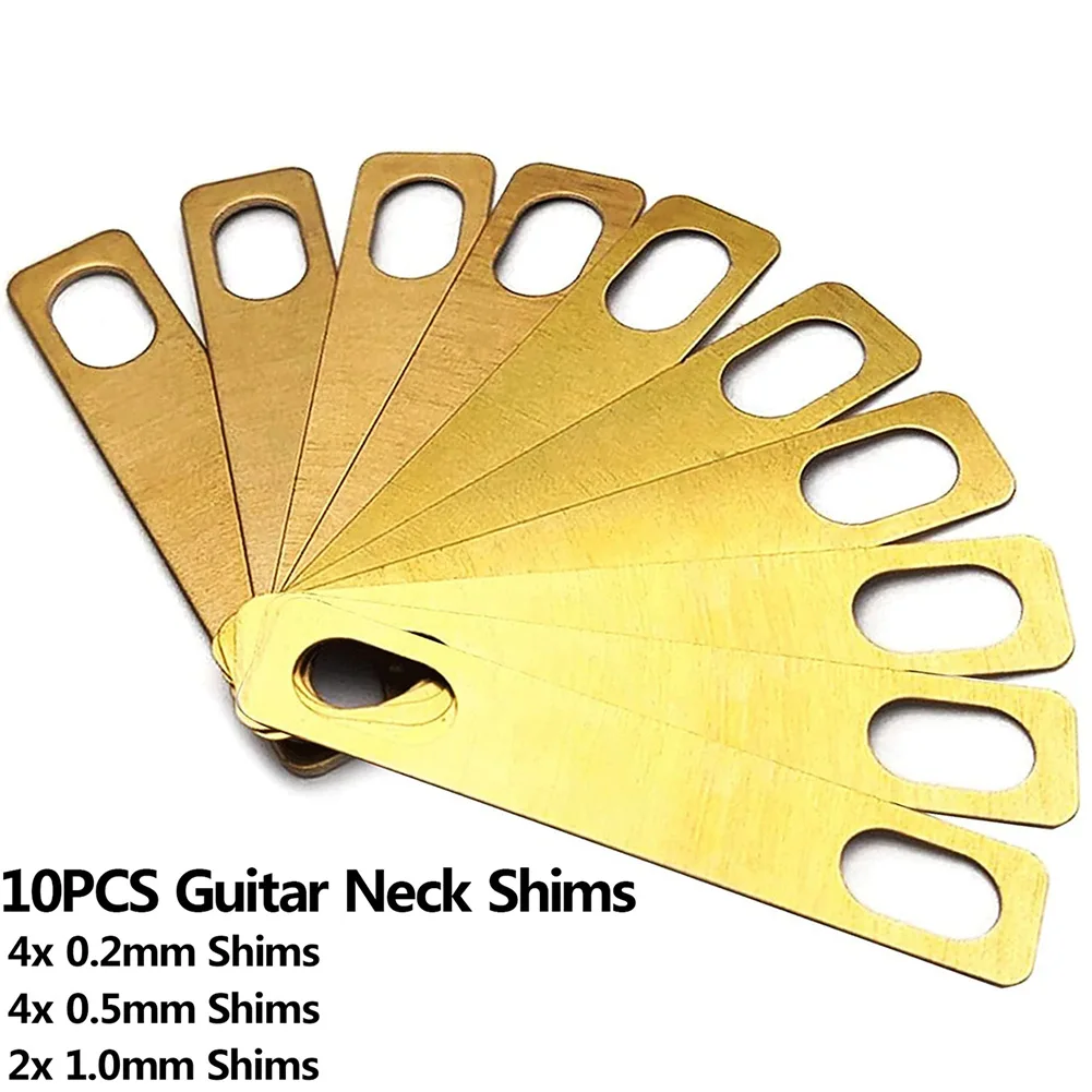 10PCS Guitar Neck Shims Luthier Tools 42x3.7x0.7cm Brass Shims Set