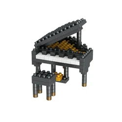 Musical Instrument Building Blocks - Mini Piano & Guitar DIY Assembly Educational Toy Set (Black piano)
