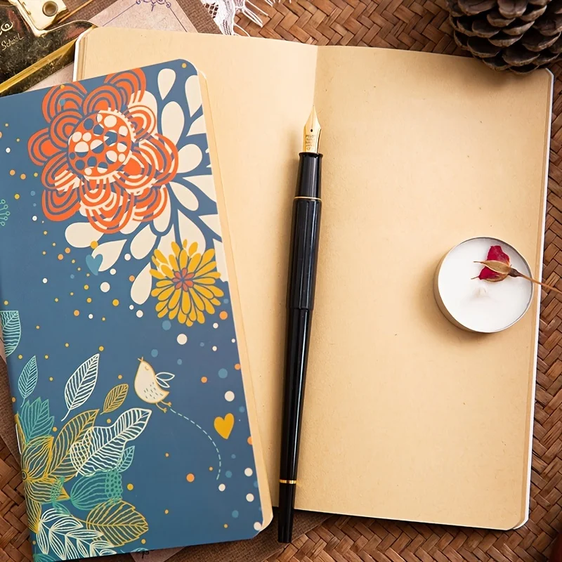 4 vintage kraft paper notebooks, portable, small diary, planning notebook, daily notebook - 4