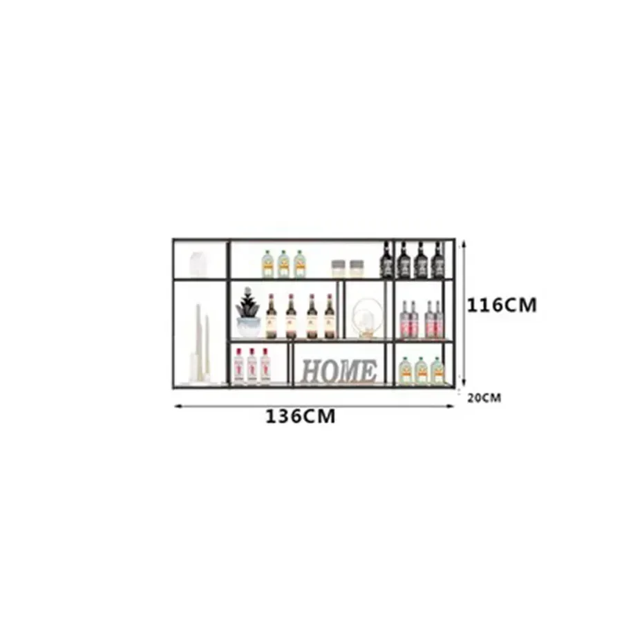 Wall Mount Bar Storage Hanging Black Home Cube Column Display Design Cabinet Wedding Wine Rack Stackable Gabinete Iron Furniture