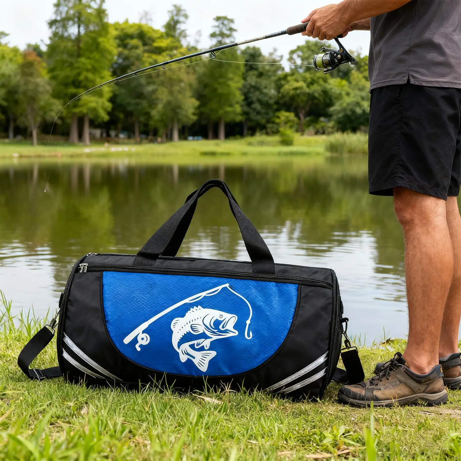 Fishing Tackle Bag Large Capacity Tackle Storage Bag Multifunctional Angling Organizer For Outdoor Beach Camping Hiking Lake