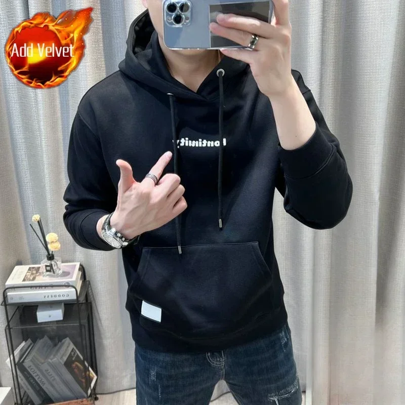thumbnail image 1 of Sudadera con capucha de algodón de alta calidad para hombre, estilo coreano, holgada, de una pieza, oferta de bienvenida, novedad y sudadera con capucha para hombre, 1 of 5