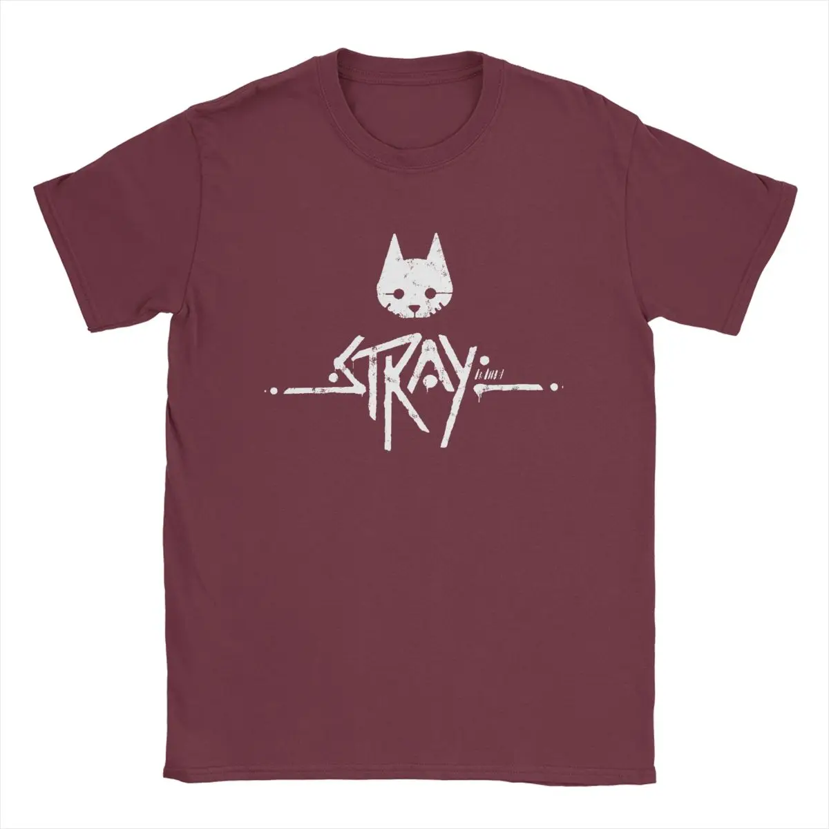 Vintage Stray Game Logo Men's T-Shirt - Pure Cotton, Round Collar, Short Sleeve, Gift Idea