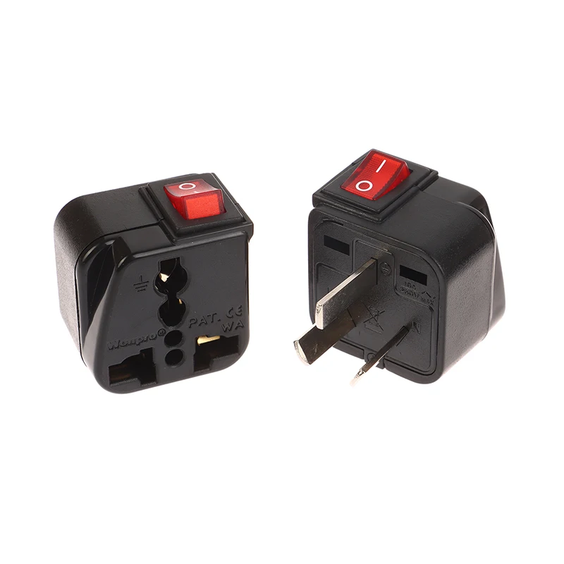 Universal Travel Plug Adapter with On/Off Switch – 250V Power Socket, 10A/13A
