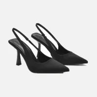 Été femmes talons sandales rouge pointu Slingback sandales chaussures vert noir violet chaton talons fête bal dames talons aiguilles 1