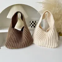 Kids Boys Girls Cute Hand Bags 2024 New Fashion Children Knitted Shoulder Bags Baby INS Solid Hand Bags Japanese Korean Style 1