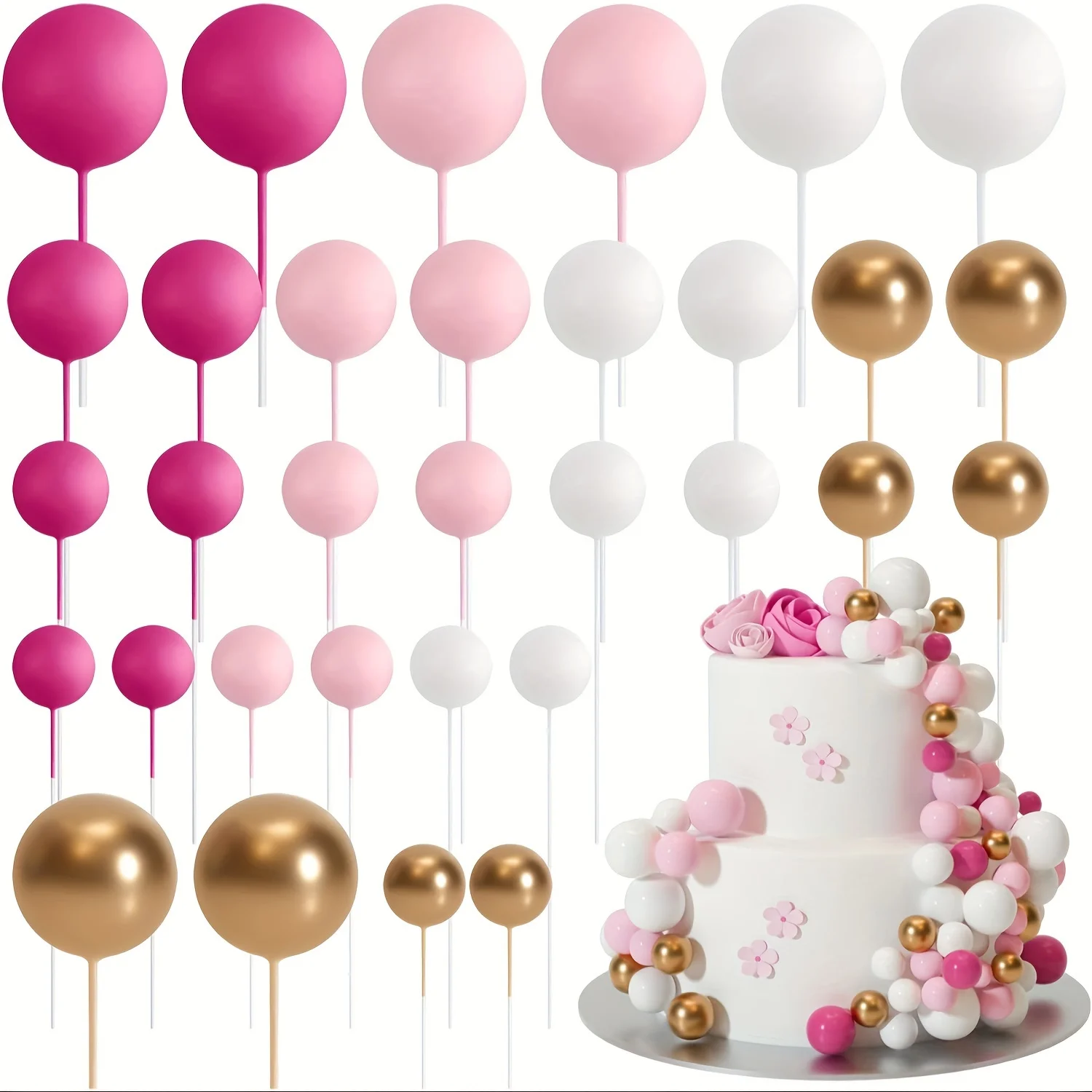 20 Teile/beutel Mini Schaum Ball Kuchen Topper Vielseitige DIY Dekorationen für Hochzeit Geburtstag Baby Dusche und Jahrestag Party Zubehör – Detail 9