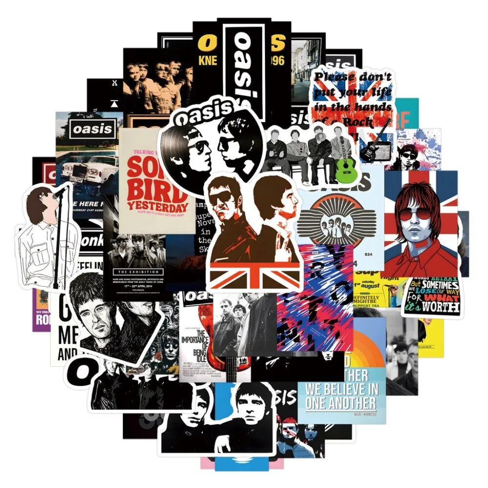 Oasis Rock Band Poster Stickers Set - Decorative Stickers for Luggage, Water Bottles, Laptops & More