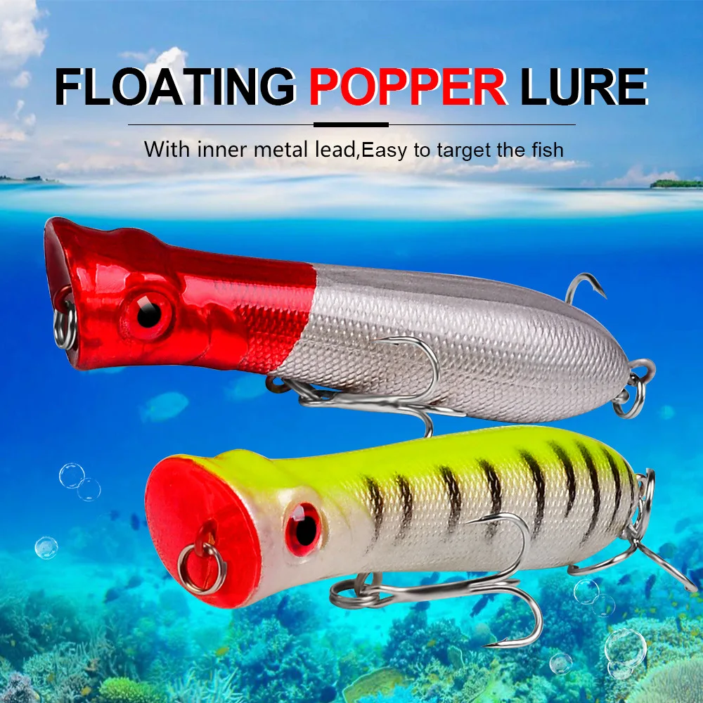1pcs Popper Wobbler Fishing Lure 6# Hooks 8cm 12g Floating Crankbait Minnow  Lure | eBay