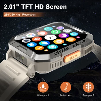IP68 Waterproof Outdoor Sport Smart Watch with Emergency Lighting 2.01'' Display Bluetooth Women Men Smartwatch for IOS Android 2