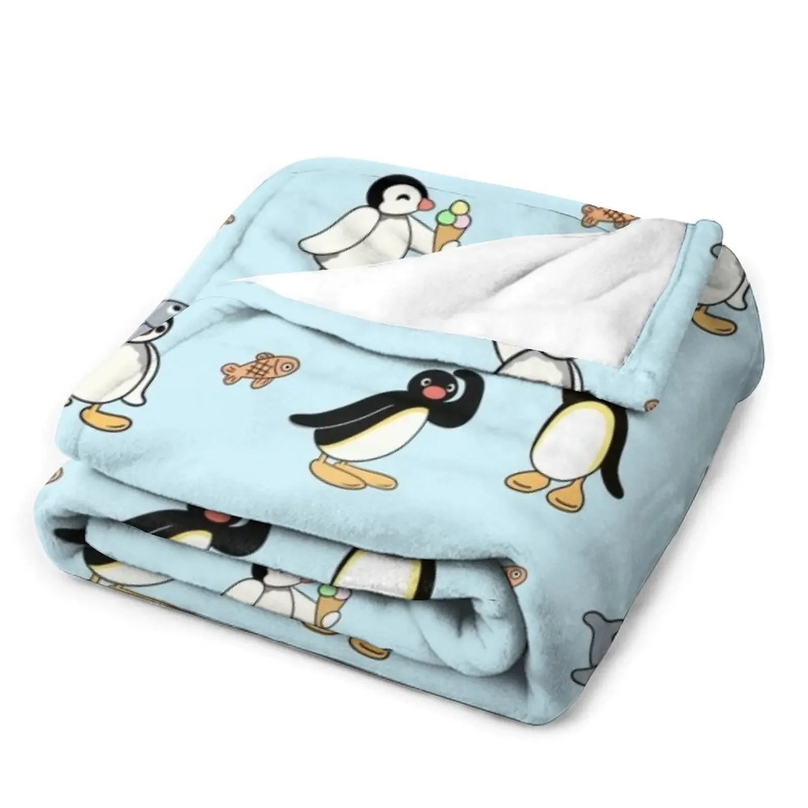 Noot pingu and friends Throw Blanket Soft Plush Plaid Cute Blanket Plaid Summer Blanket 3