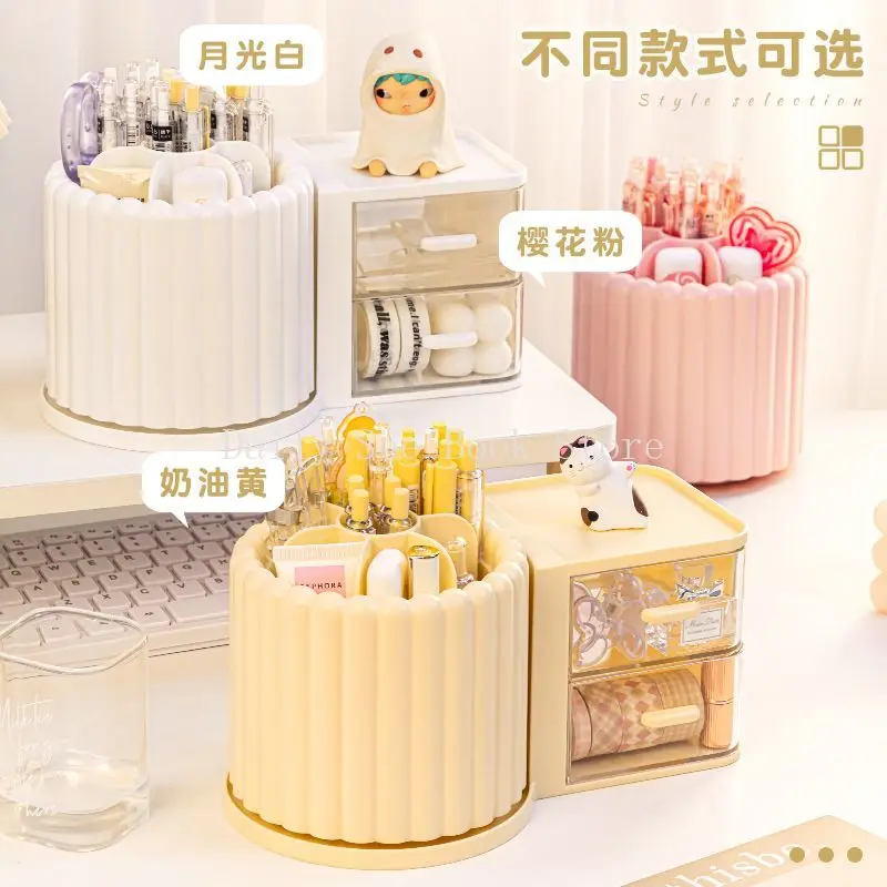 

Rotating Pen Holder Storage Box, Light Luxury Cream Wind, Senior Sense Students Desktop Pen Holder