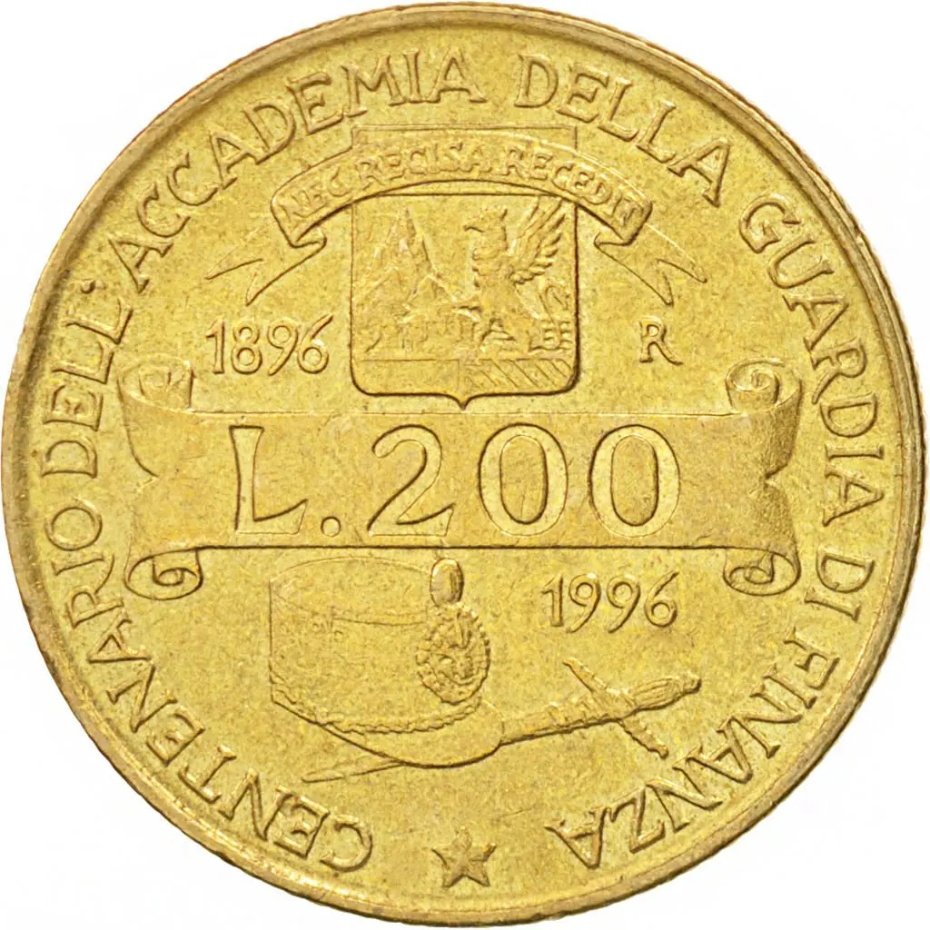 Repubblica Italiana 1996 Moneta Commemorativa Commemorativa Per L'Accademia Di Polizia Economica Centennial 200