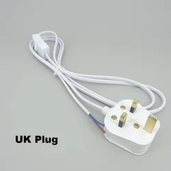 Universal 1.8m Power Cord with On - Off Switch for LED Lighting - EU/US Plug (UK Type white)