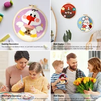 DIY Punch Needle Kits for Beginners Cute Animal with Hoop Embroidery Punch Needle Starter Craft Set Giraffe Festival Gift 6