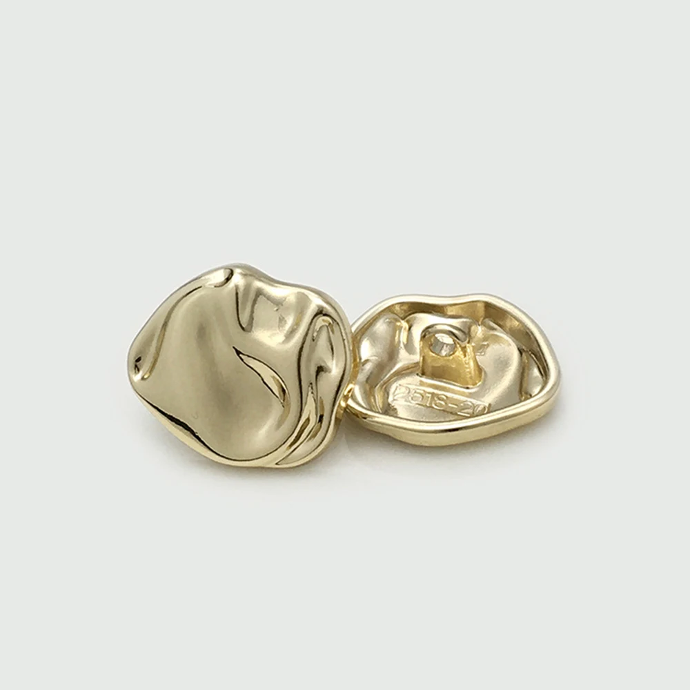 Unique Retro Asymmetrical Metal Coat Buttons, 10pcs 12/17/22mm Irregular Shaped Buttons for Jacket/Suit/Sweater DIY Gold/Silver 6