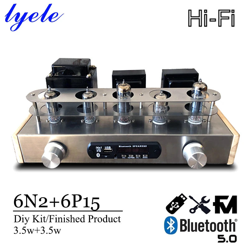 Lyele Audio 6n2 6p15 Vacuum Tube Amplifier Diy Kit Hifi Amplifier Class A Audio VU Meter Bluetooth 5.0 Usb Player 3.5w*2 Fm Amp