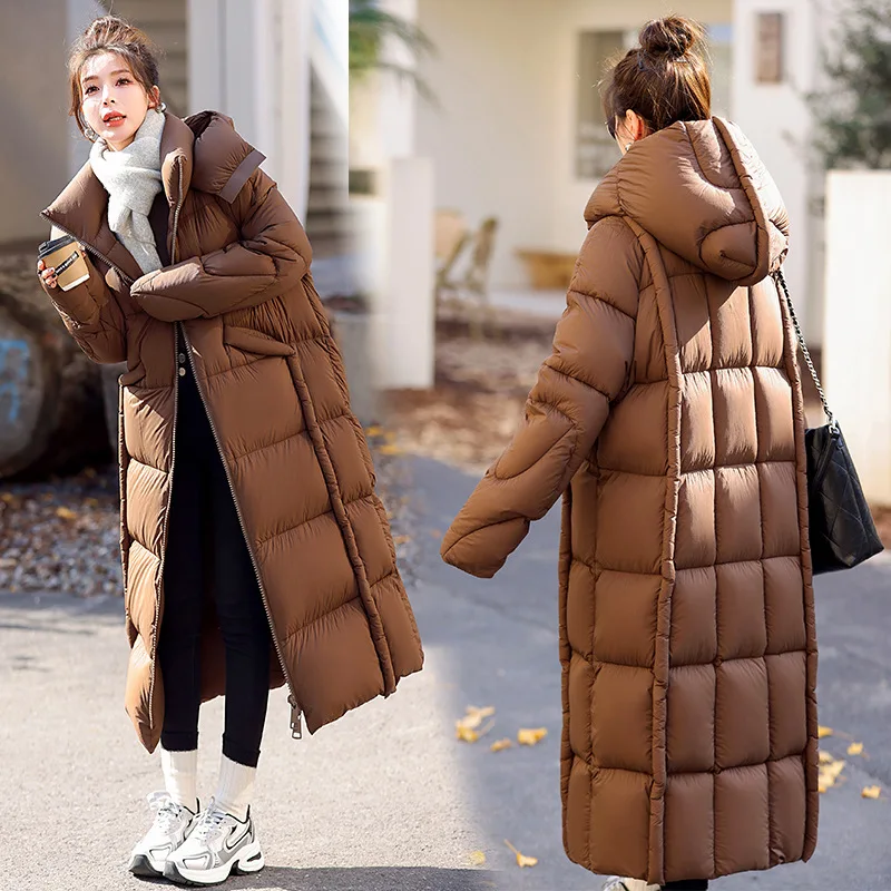 

Fashion Long Goose Down Women's Coat 2024 Autumn and Winter Solid Color Thickened Warm Down Coat Casual Loose Women's Pike Coat