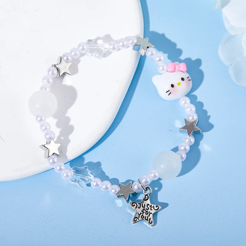 

Браслет Sanrio с бусинами Hello Kitty из аниме «Моя Мелодия», милый мультяшный браслет с подвесками для женщин и девочек, ювелирные аксессуары, подарок на день рождения