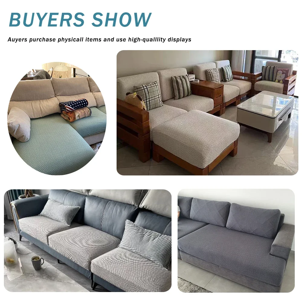 Jacquard Luxury Sofa Covers Elastic Sectional Sofa Seat Case Solid Colors Couch Covers for Sofas Living Room Chaise Lounge Pets 5